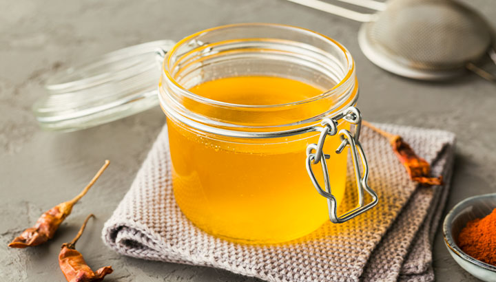 a jar containing ghee