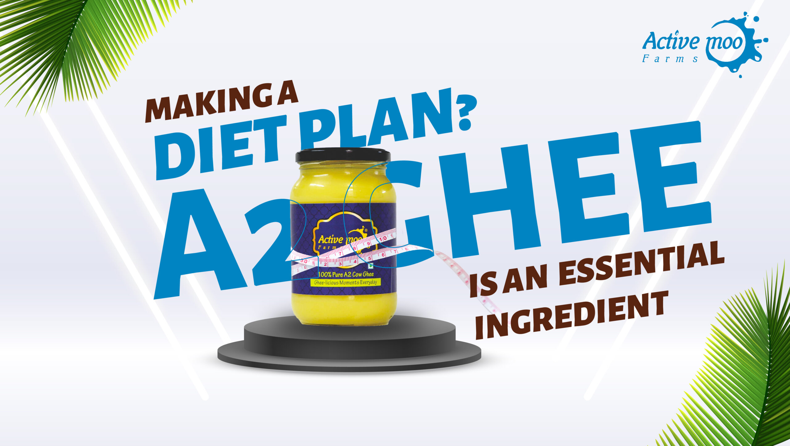 diet plan with A2 ghee and a jar of A2 ghee