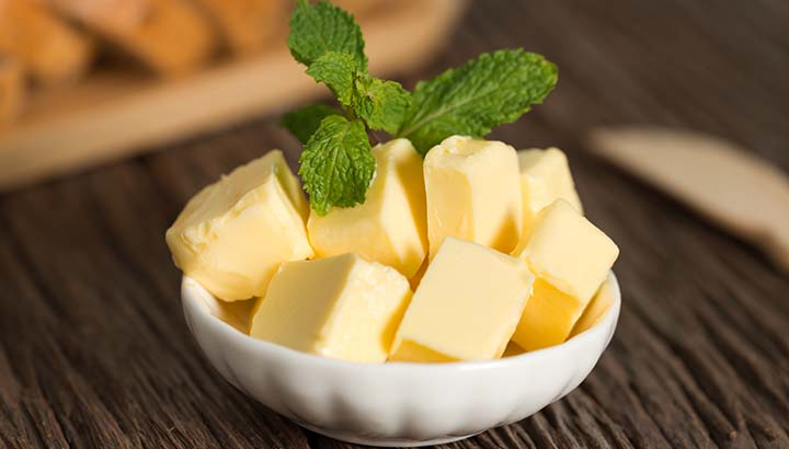 butter in a bowl with mint leaves